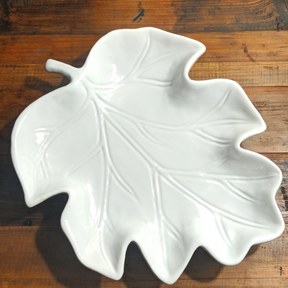 Harvest Leaf Plate White Ceramic